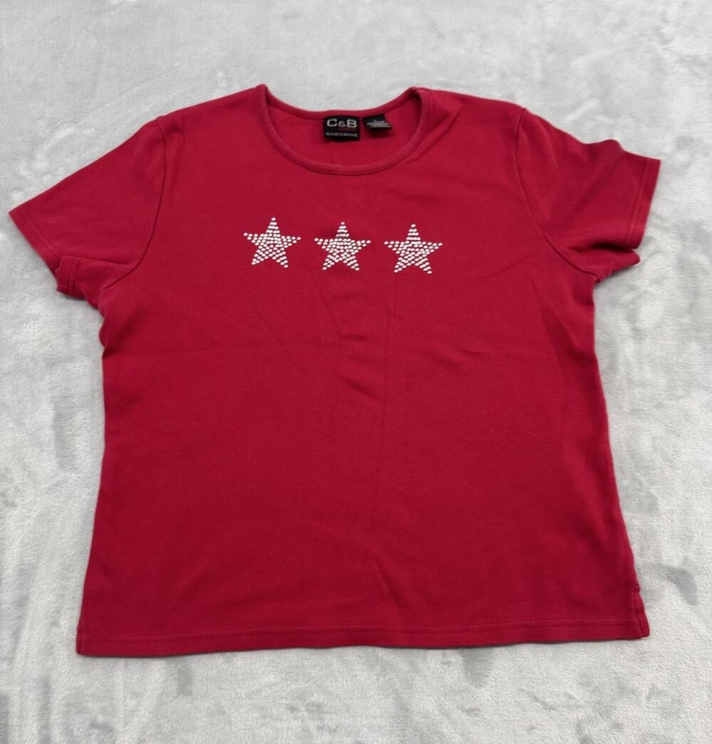 Croft & Barrow Sport Womens Shirt Size L Stars T-Shirt